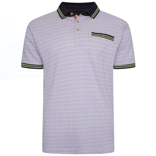 KAM Dobby Print Pique Polo Navy